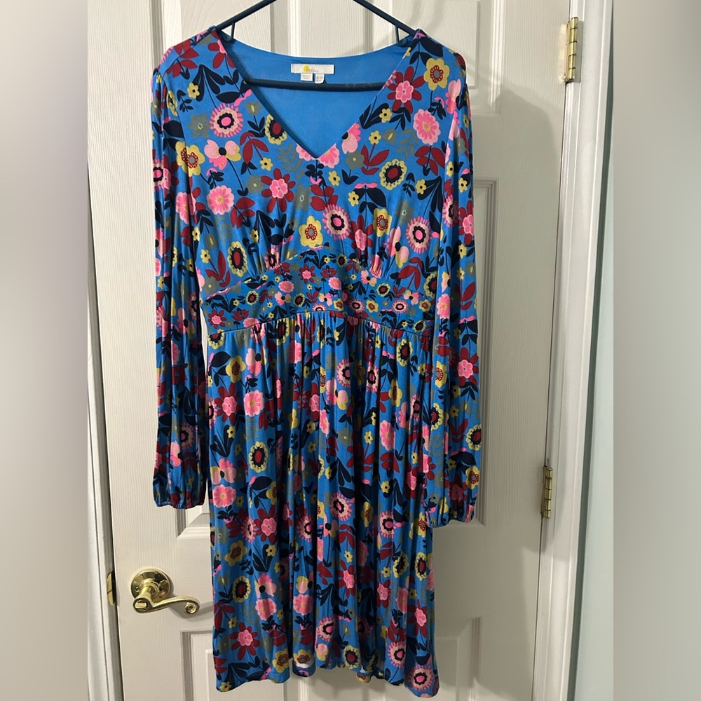 Boden Blue Floral Midi Dress